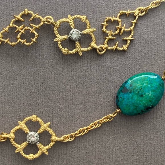 ALEXIS BITTAR • NEW Chrysocolla Pyrite Emerald Gold Jardin de Papillon Necklace